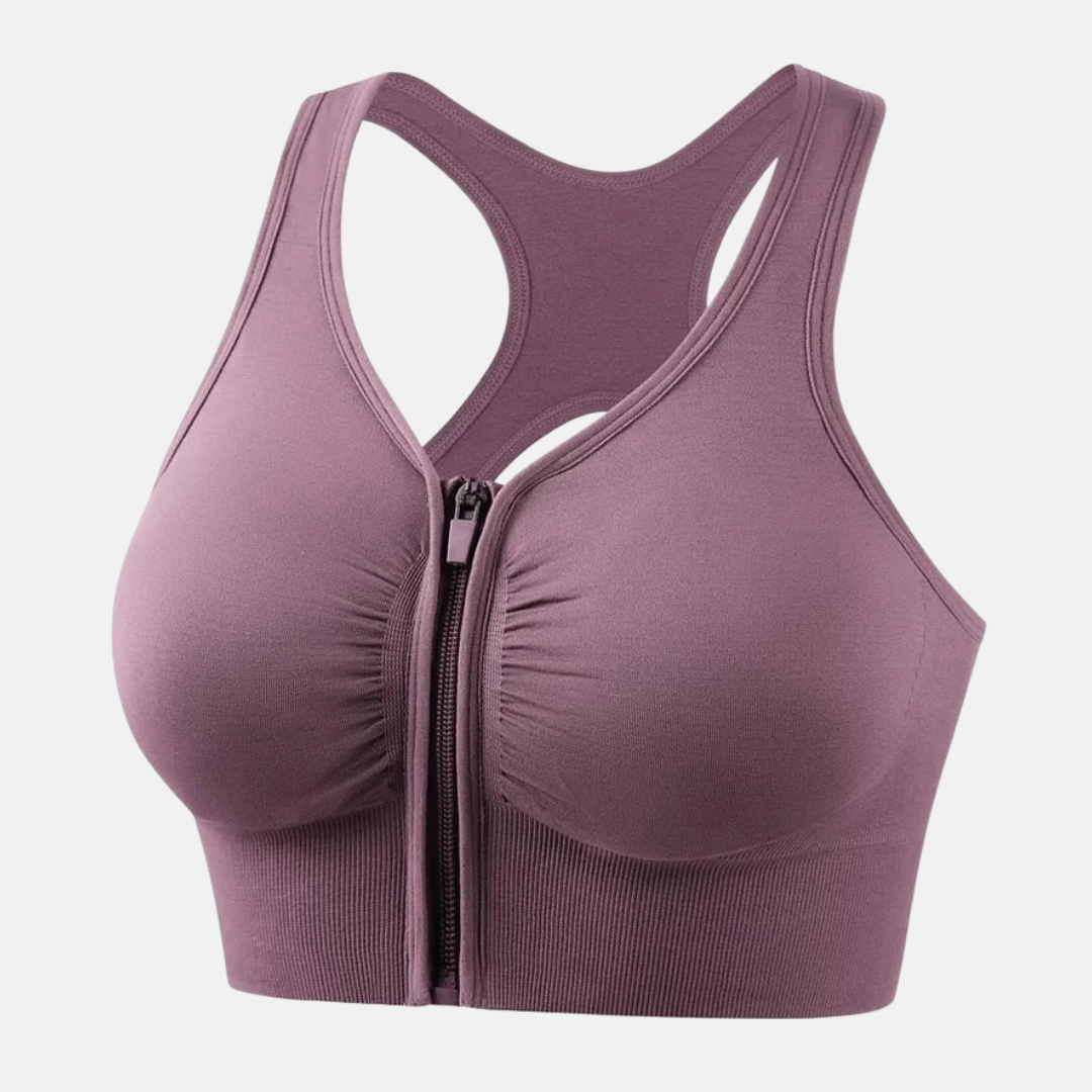 Women's sports bra – Optimal support – Zipper closure – Racerback