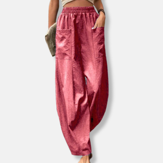 Claire Linen Ankle-Length Harem Pants | Elastic Waist Harem Pants