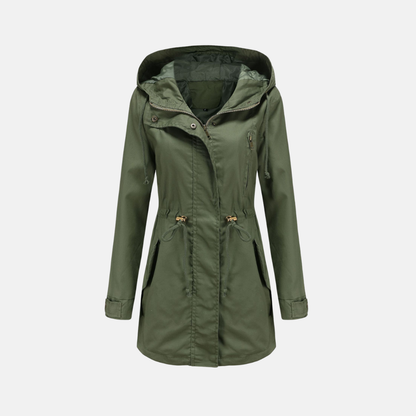 Women's utility jacket – relaxed fit – hood – adjustable waist – multiple pockets