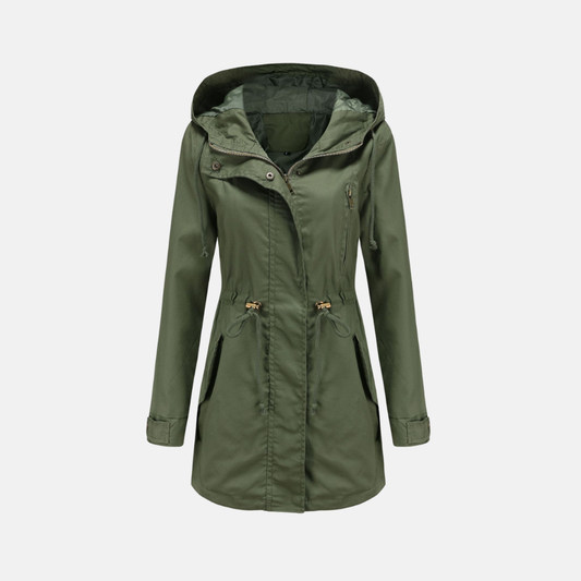 Women's utility jacket – relaxed fit – hood – adjustable waist – multiple pockets