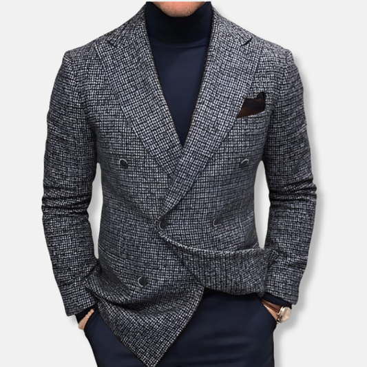 Men's blazer – Slim fit – Double-breasted style – Textured fabric – Formal elegance