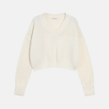 Alessia Cropped V-Neck Sweater | Ribbed V-Neck Sweater