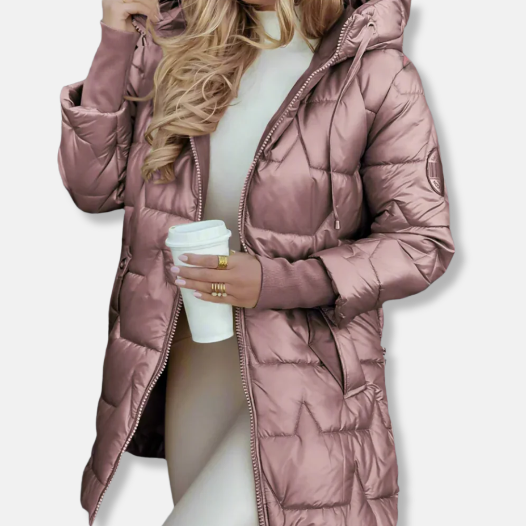 Alice Hooded Puffer Coat | Thigh-Length, Relaxed Fit Puffer Coat