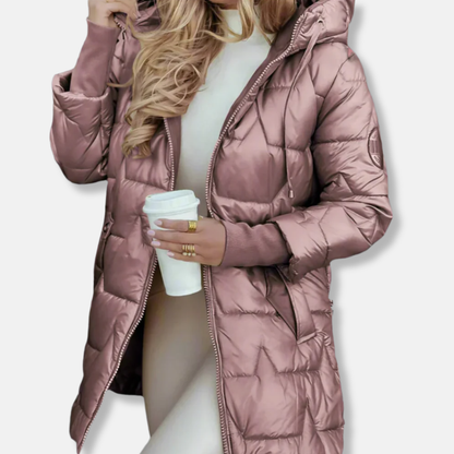 Alice Hooded Puffer Coat | Thigh-Length, Relaxed Fit Puffer Coat