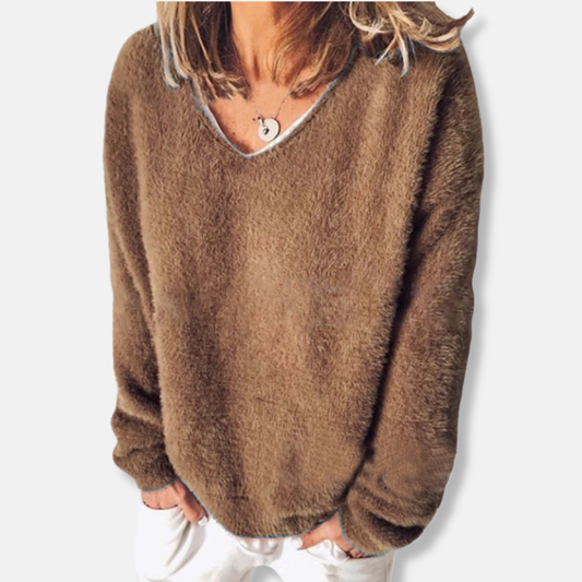 Imogen V-Neck Sweater | Relaxed Fit Long Sleeve Sweater