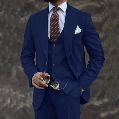Men's three-piece suit – Slim fit – Notch lapel – Elegant breathable fabric