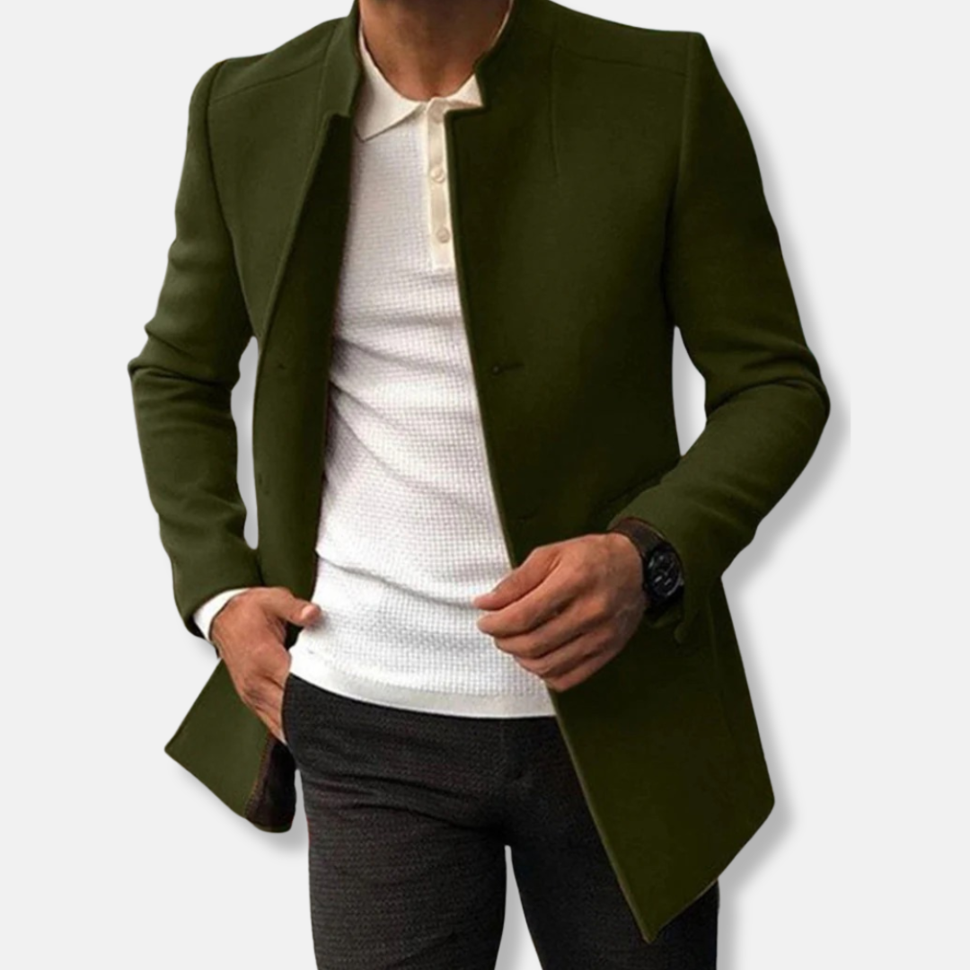 Samuel Wool Tailored Fit Overcoat | Stand Collar Overcoat