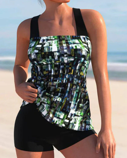 Tankini Set for women – Flowing top with wide straps – Covering shorty – Breathable fabric