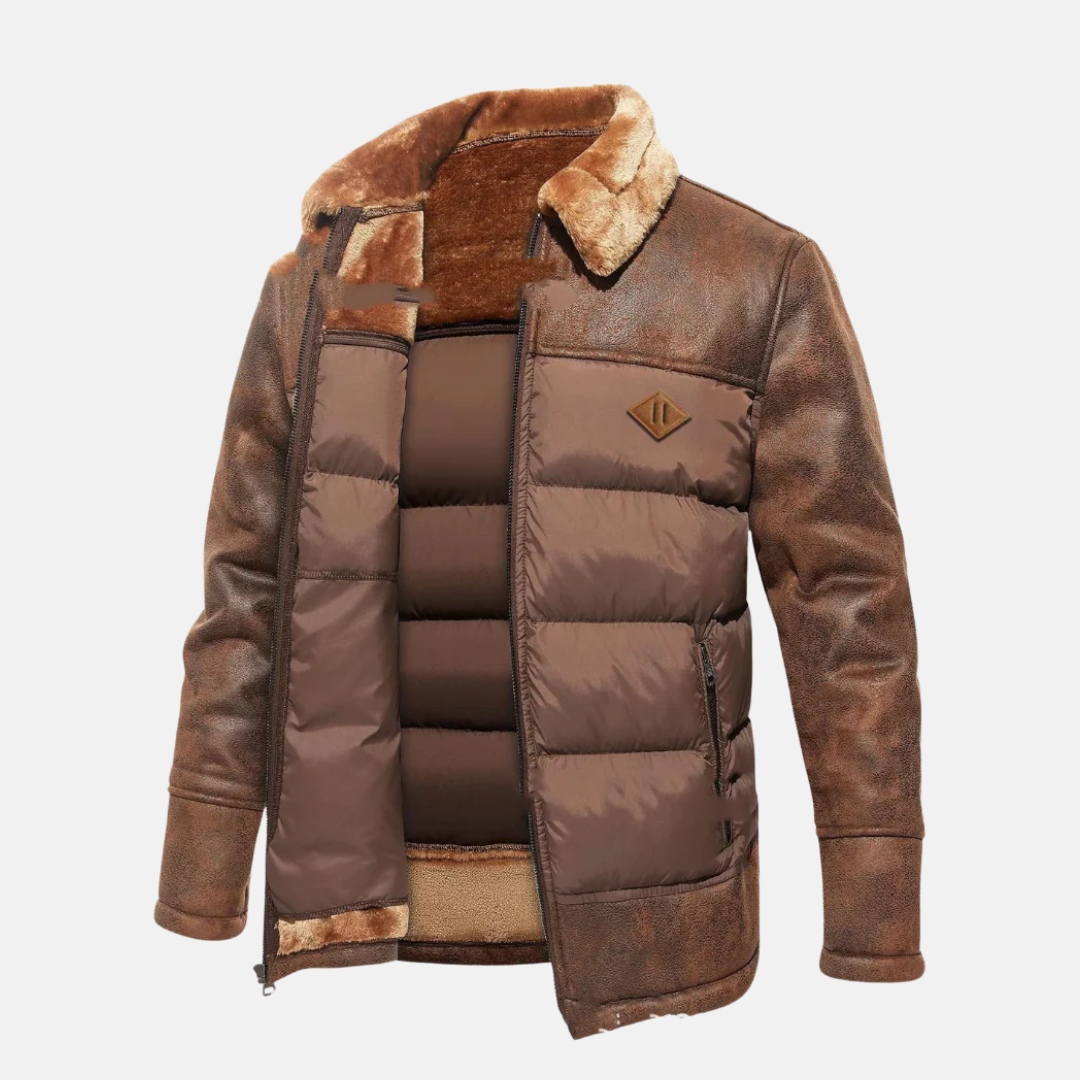 Antonio Leather Quilted Aviator Jacket | Fur Trim Aviator Jacket
