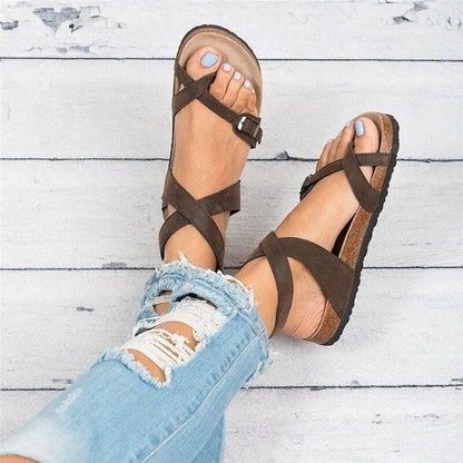 Women's sandals – Ergonomic flat sole – Adjustable straps – Comfortable open toe