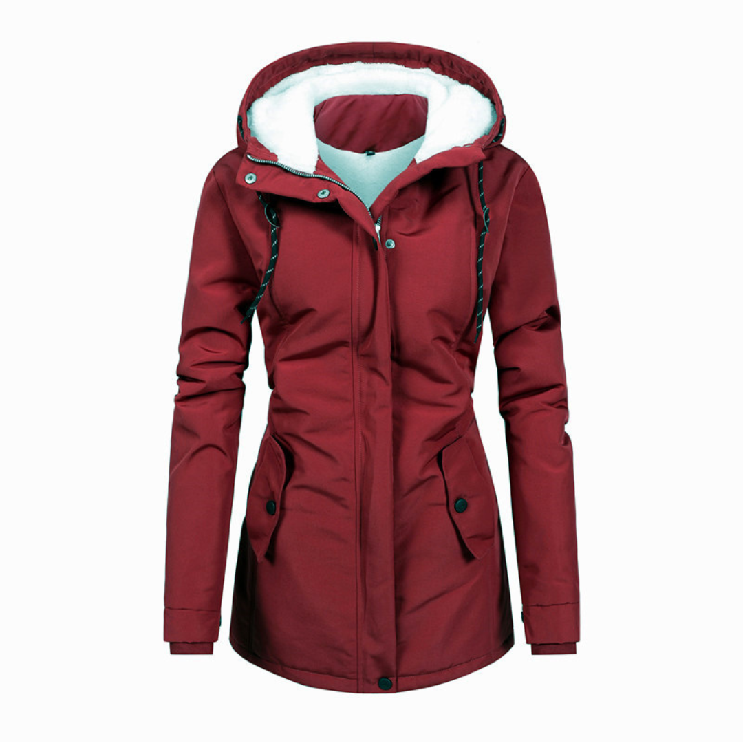 Women's Winter Jacket – Hooded – Sherpa Lining – Mid-length - Waterproof Blend