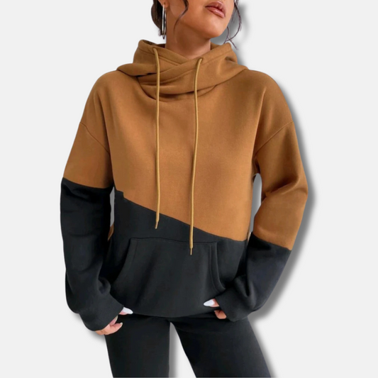 Women's Hoodie - Soft Knit - Relaxed Fit - Shawl-Collar Hood - Kangaroo Pocket