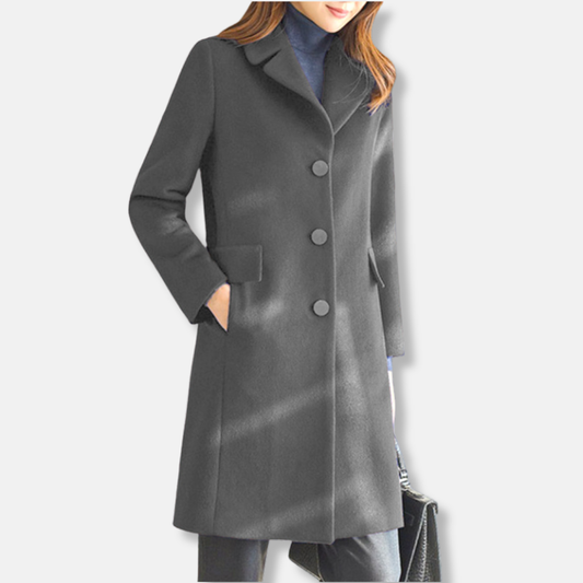Women's trench coat – Fitted cut – Wool – Knee length – Tailored collar