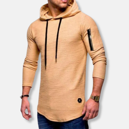 Tommaso Slim Fit Hoodie | Textured, Curved Hem Hoodie