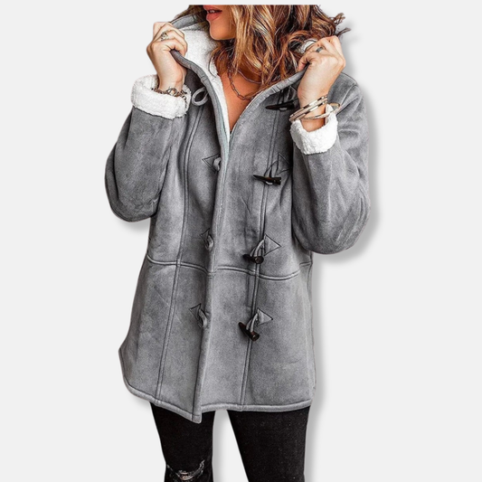 Women's fleece jacket – Relaxed fit – Hood – Toggle buttons – Mid-thigh length