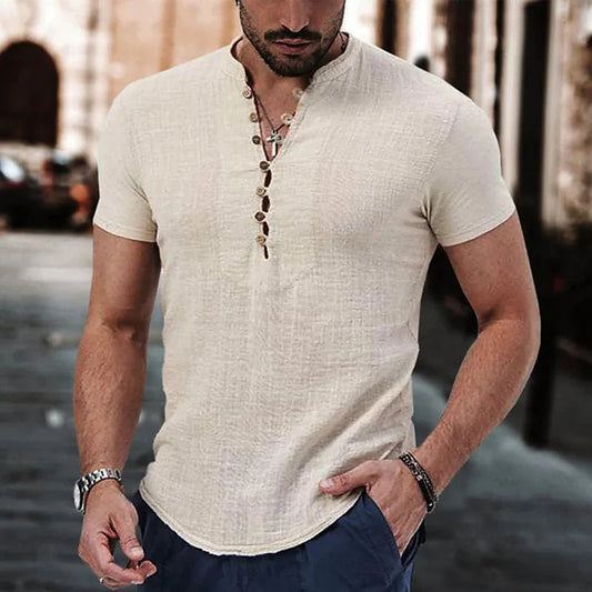 Men's shirt short sleeves – Slim fit – Breathable fabric – Casual button-down collar