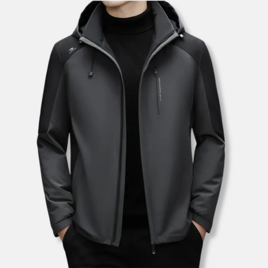 Men's hooded jacket – Straight cut – Water-repellent – Zippered pockets – Adjustable hood