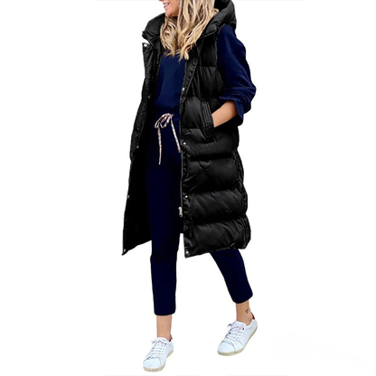 Chiara Hooded Puffer Vest | Quilted With Pockets Puffer Vest