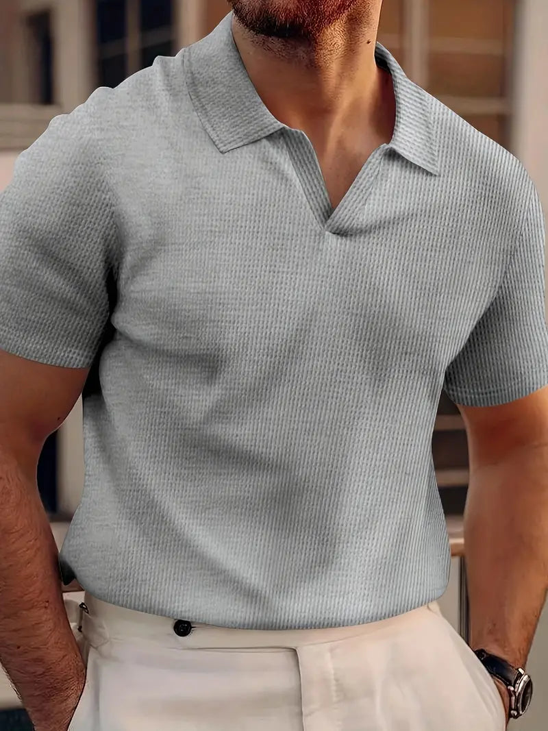 Men's polo – Slim fit – Soft knit – Ribbed texture – Short sleeves