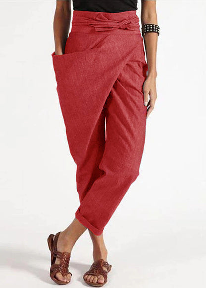 Women's pants – High waist – Loose fit – Asymmetric design – Natural fibers