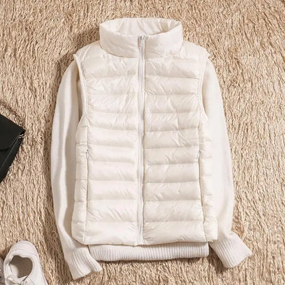 Gilet sans manches femme – Duvet léger – Coupe cintrée – Col montant matelassé