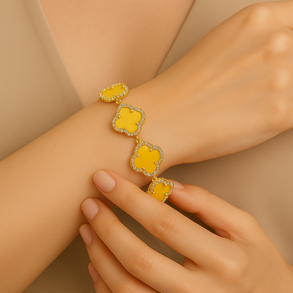 Sofia Link Bracelet | Clover Motif, Rhinestone Accents Bracelet