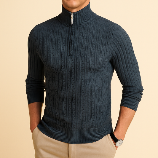 Logan Regular Fit Quarter-Zip Sweater | Cable Knit Sweater