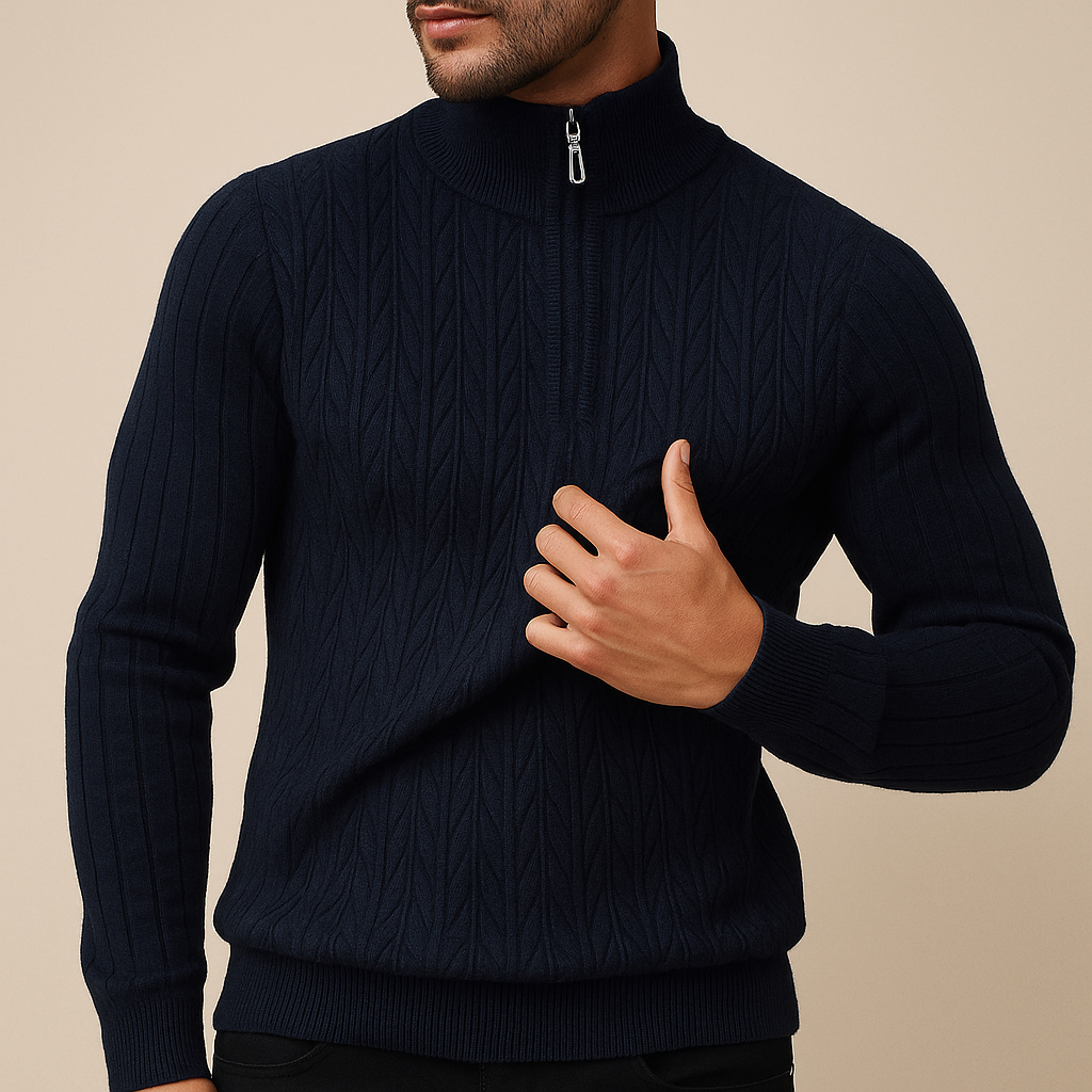 Logan Regular Fit Quarter-Zip Sweater | Cable Knit Sweater