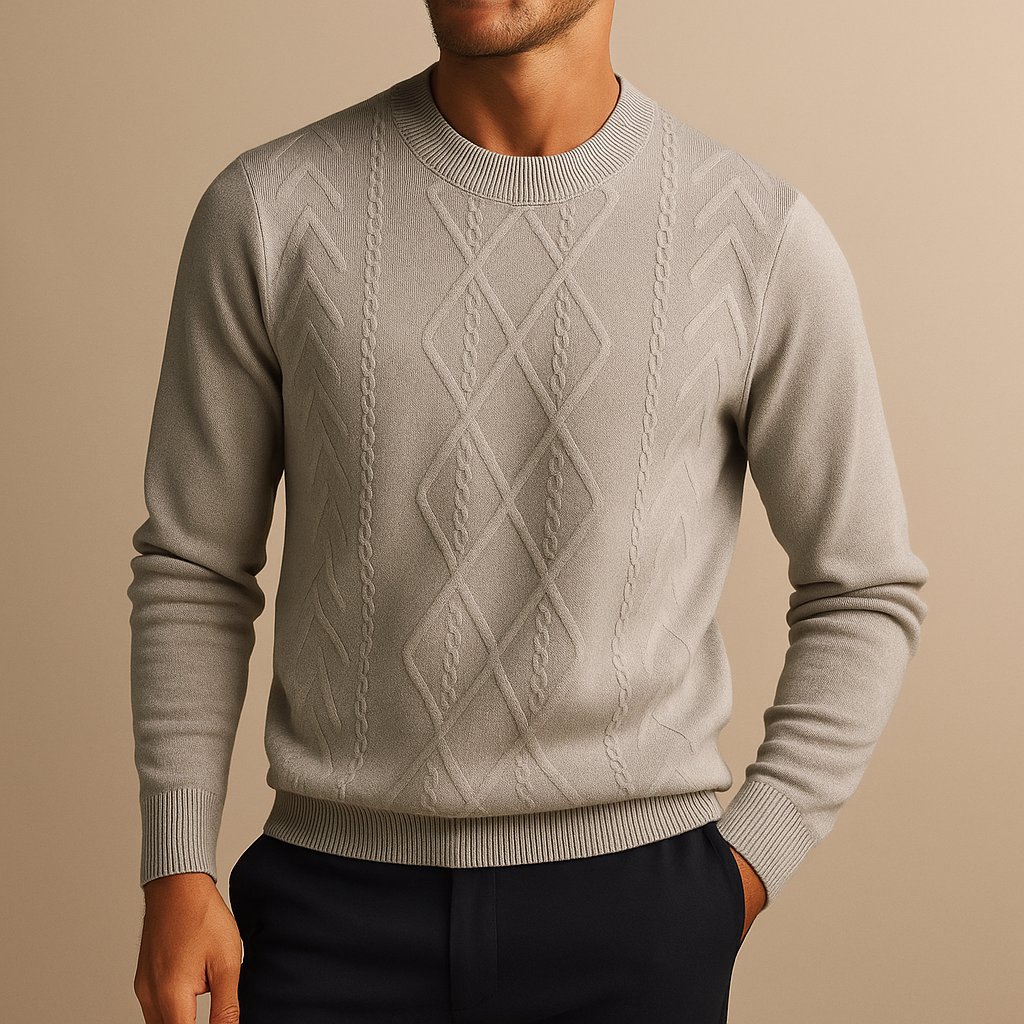 Archie Regular Fit Sweater | Cable Knit Crewneck Sweater