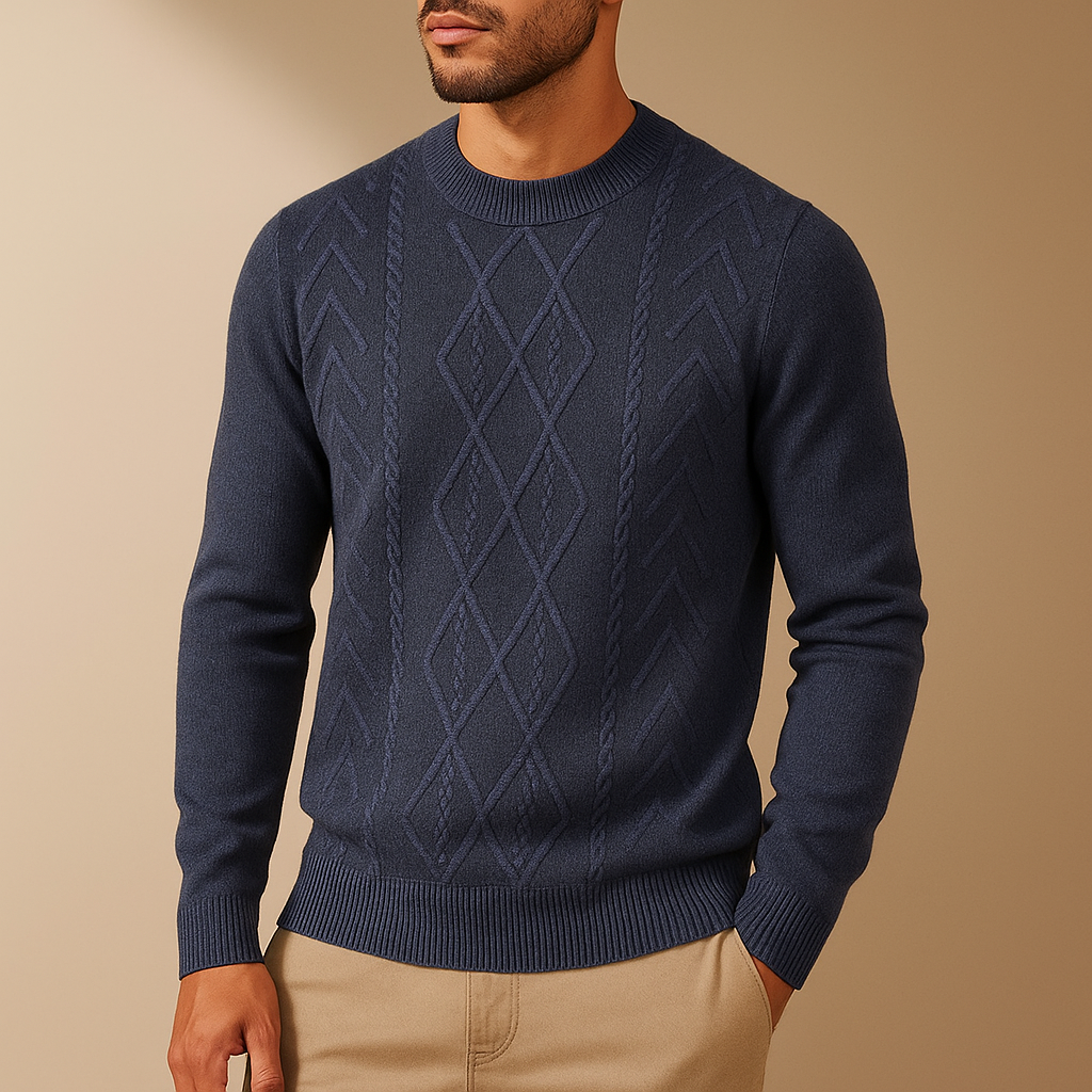 Archie Regular Fit Sweater | Cable Knit Crewneck Sweater