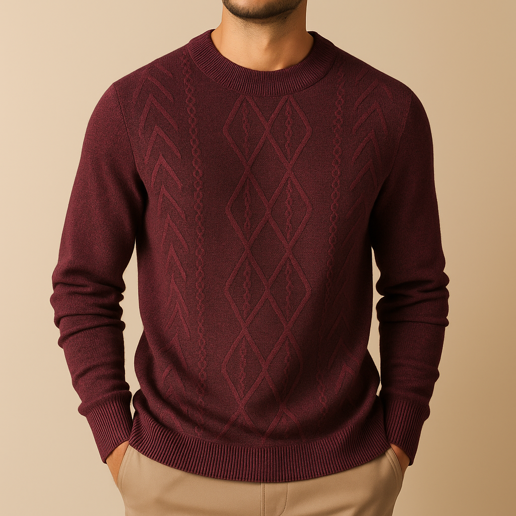 Archie Regular Fit Sweater | Cable Knit Crewneck Sweater