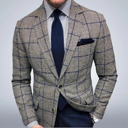 Men's blazer – Slim fit – Breathable structured fabric – Formal check pattern