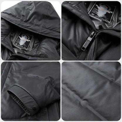 Mason Leather Hooded Puffer Jacket | Quilted, Zip Front Jacket