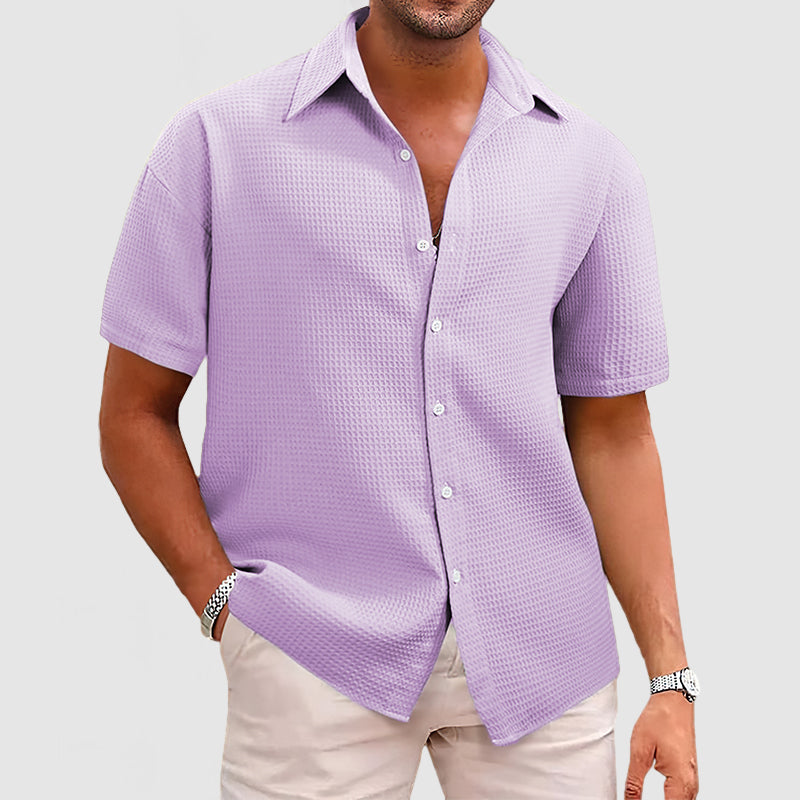 Men's short-sleeve shirt – Relaxed fit – Textured knit – Breathable fabric