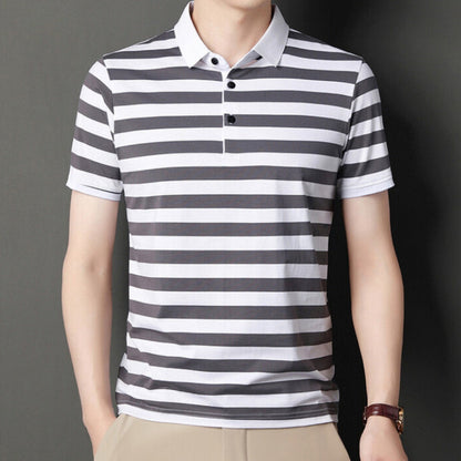 Men's polo – Slim fit – Soft knit – Short sleeves – Casual stripes