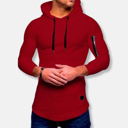 Tommaso Slim Fit Hoodie | Textured, Curved Hem Hoodie