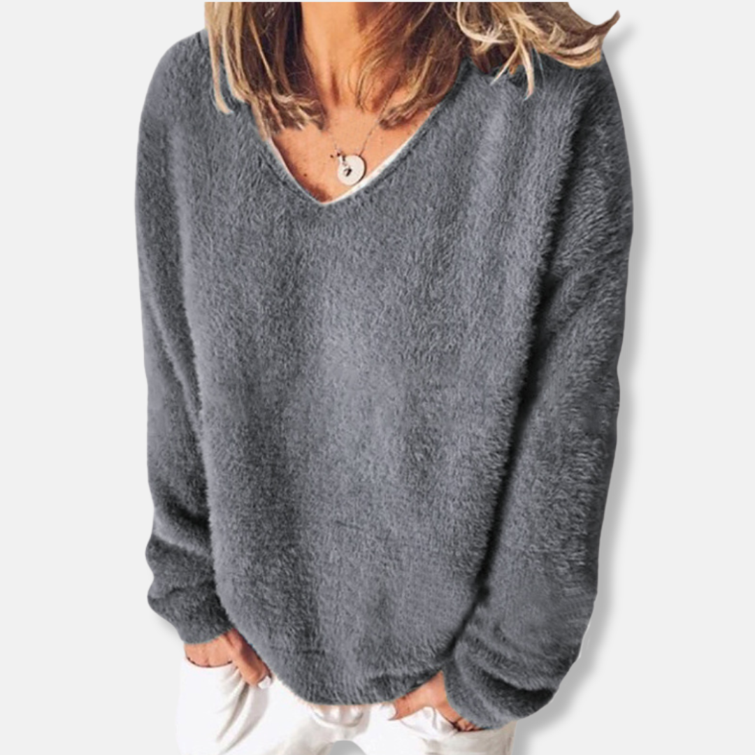 Imogen V-Neck Sweater | Relaxed Fit Long Sleeve Sweater
