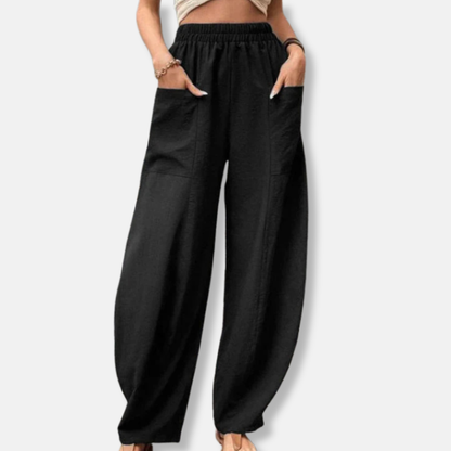 Claire Linen Ankle-Length Harem Pants | Elastic Waist Harem Pants