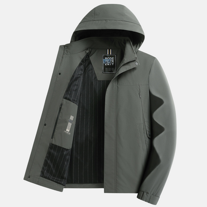 Men's hooded jacket – Relaxed fit – Water-repellent fabric – Zipper closure with flap – Lined inner pocket