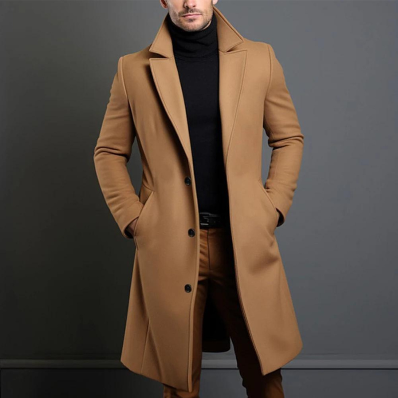 Leonardo Wool Tailored Fit Overcoat | Notch Lapel Overcoat