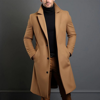 Leonardo Wool Tailored Fit Overcoat | Notch Lapel Overcoat