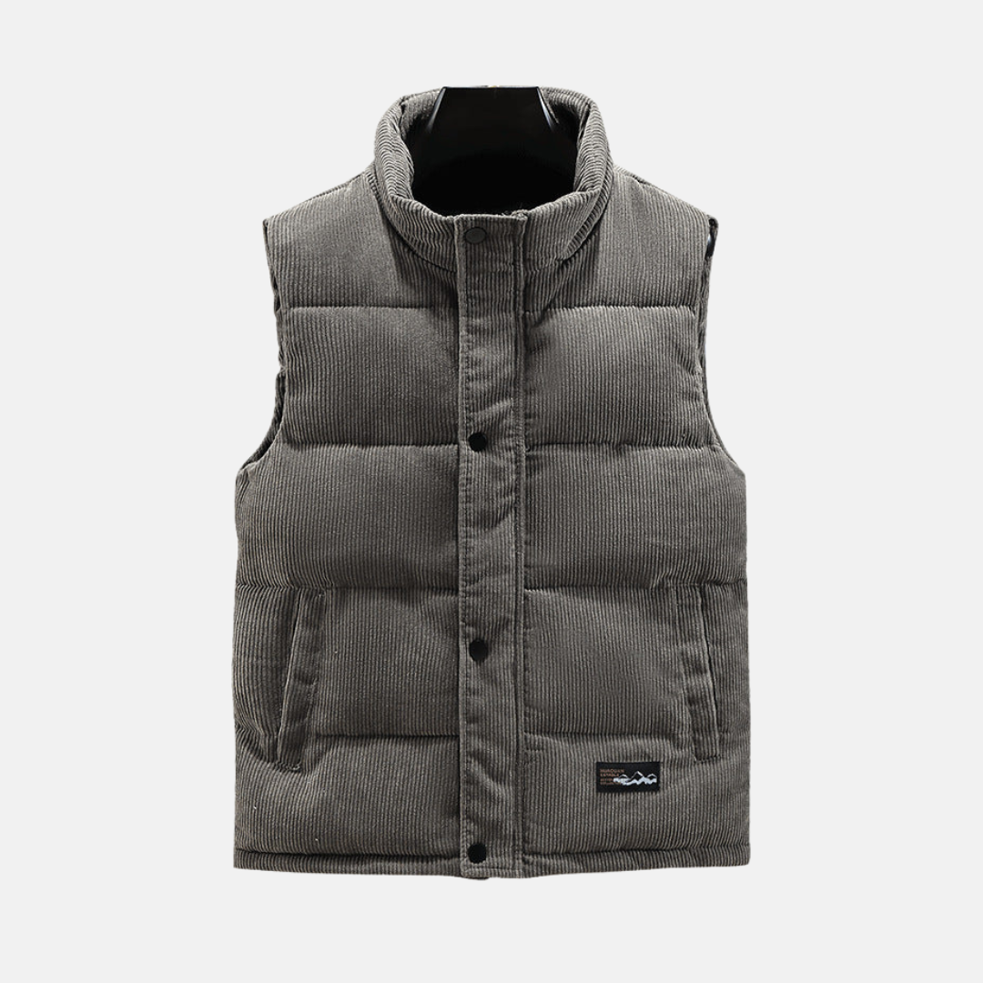 Roberto Corduroy Puffer Vest | Quilted Stand Collar Vest