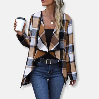 Chloe Open Front Cardigan | Relaxed Fit Check Cardigan