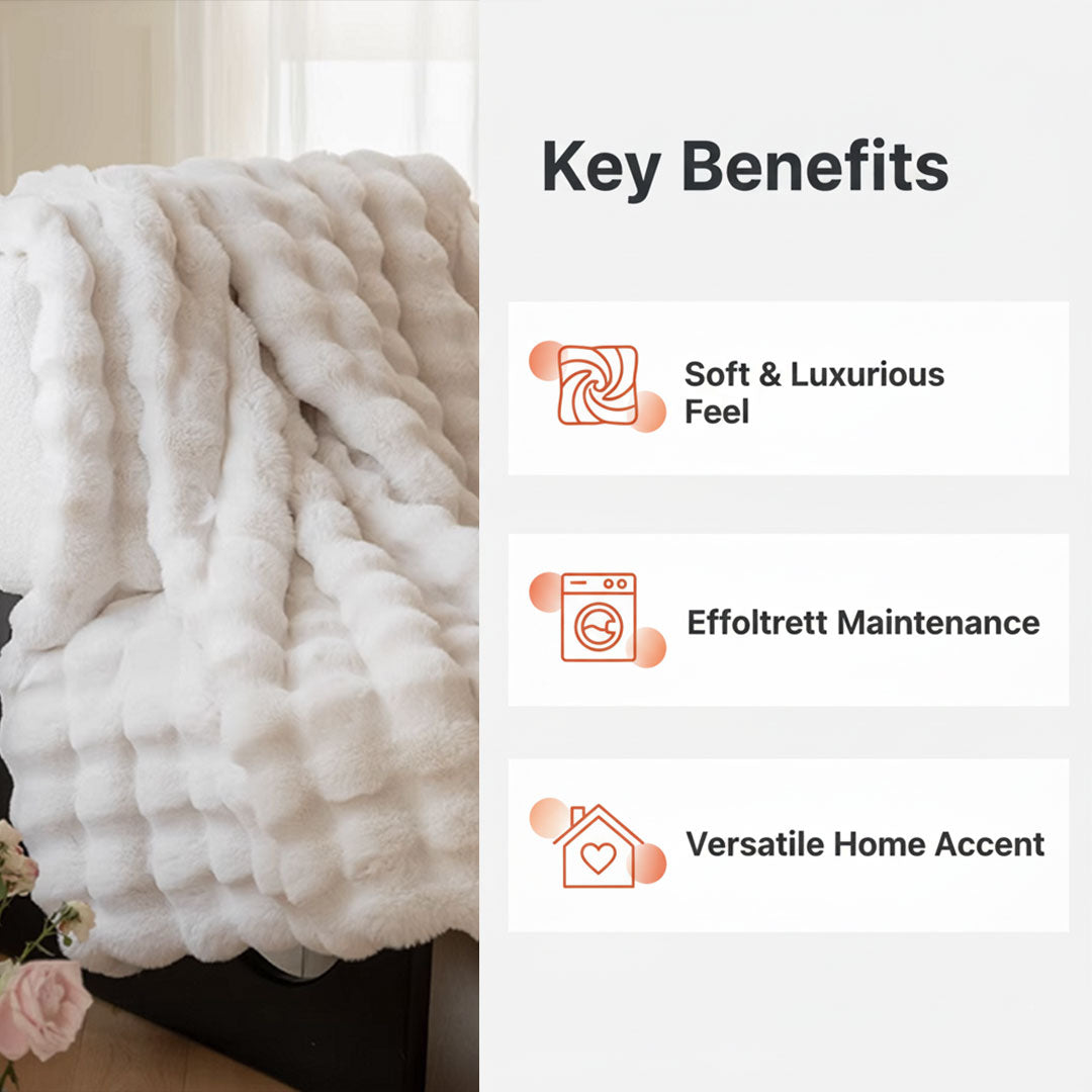 Textured Faux Fur Throw Blanket With Elegant Design