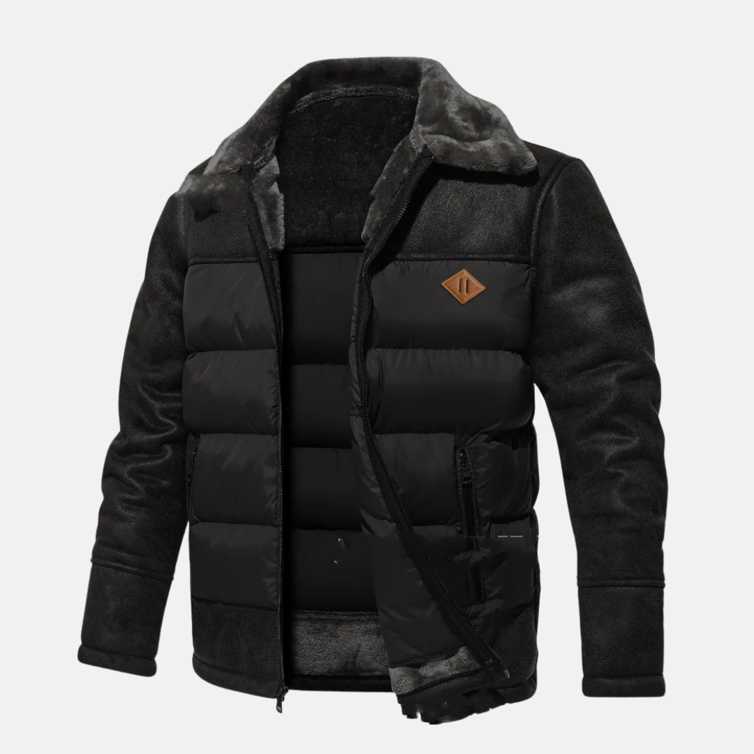 Antonio Leather Quilted Aviator Jacket | Fur Trim Aviator Jacket