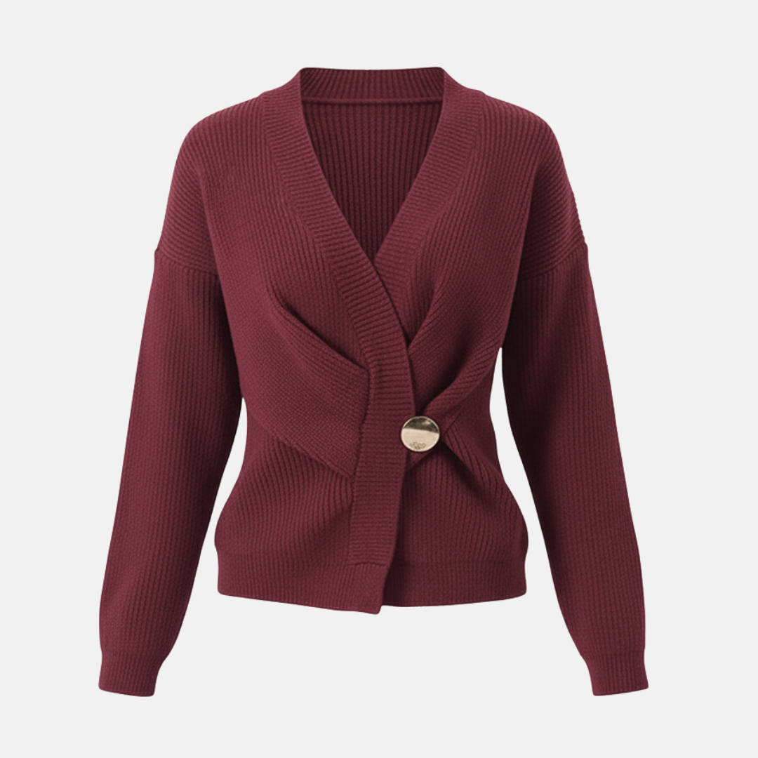 Thea Cotton Ribbed V-Neck Sweater | Asymmetrical Hem Sweater