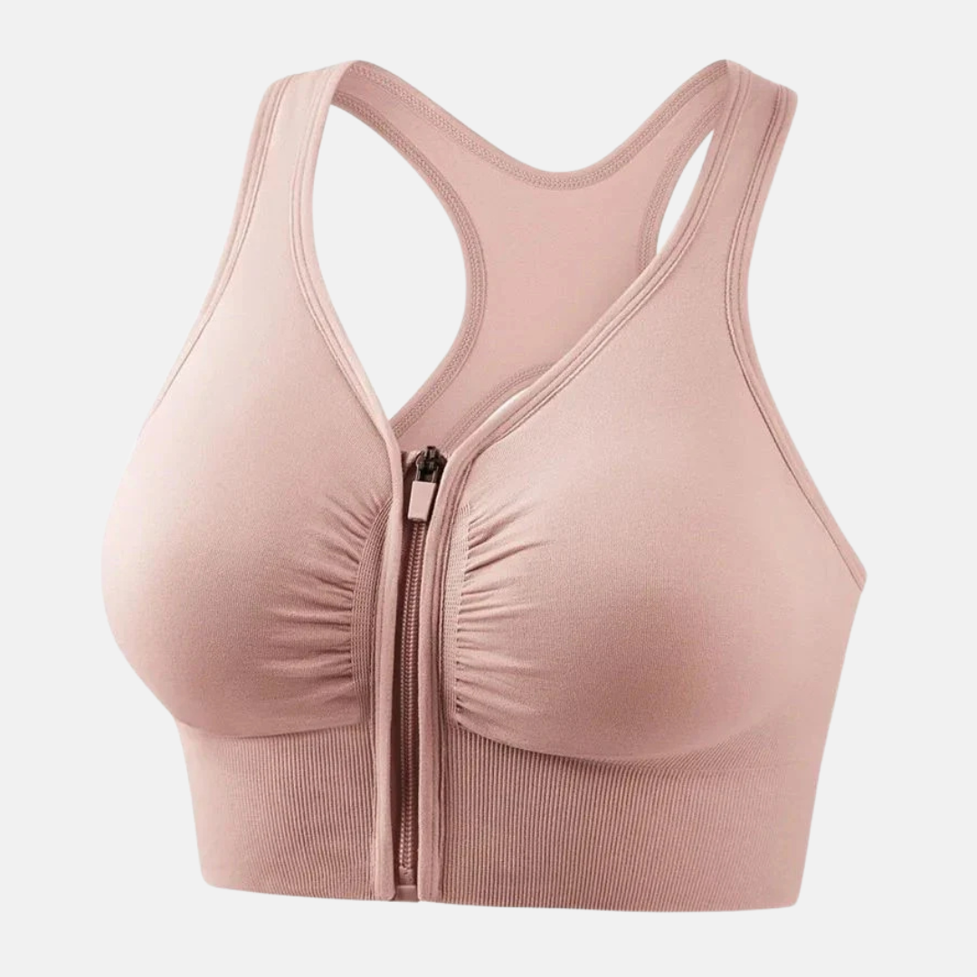Women's sports bra – Optimal support – Zipper closure – Racerback