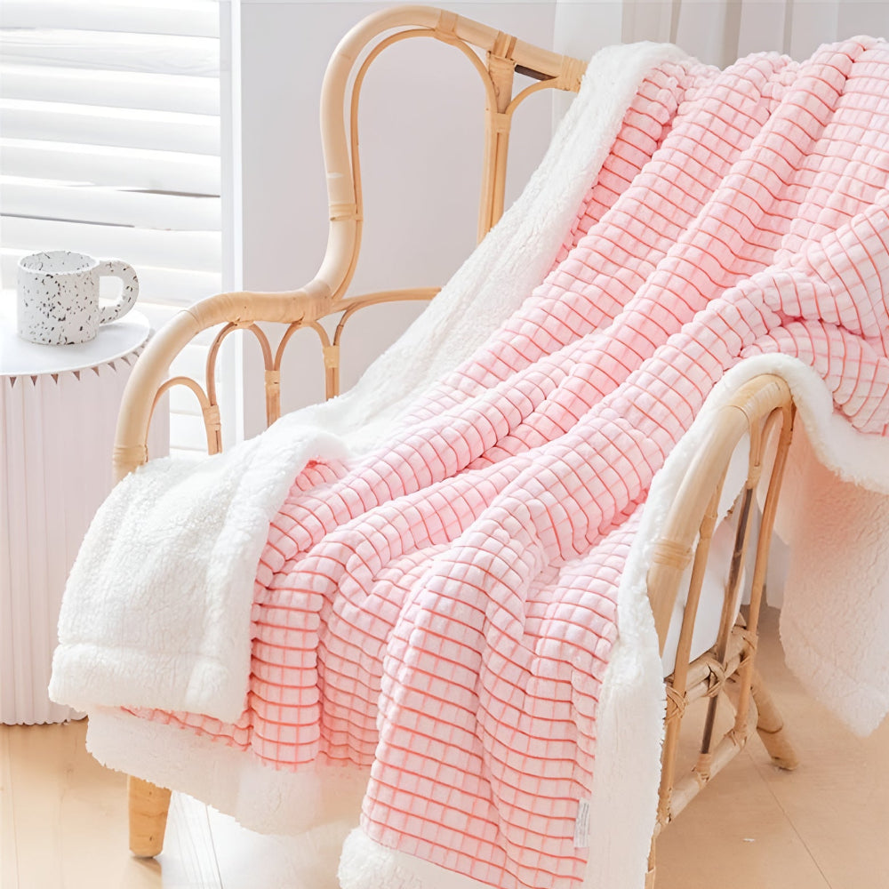 Sherpa Waffle Throw Blanket With Cozy Sherpa Lining