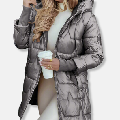 Alice Hooded Puffer Coat | Thigh-Length, Relaxed Fit Puffer Coat