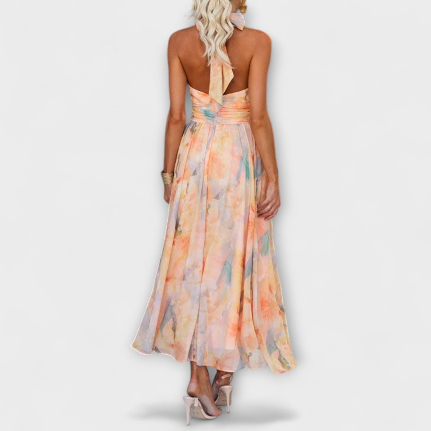 A-Line Halter Neck Maxi Dress for Women – Effortless Cocktail Elegance